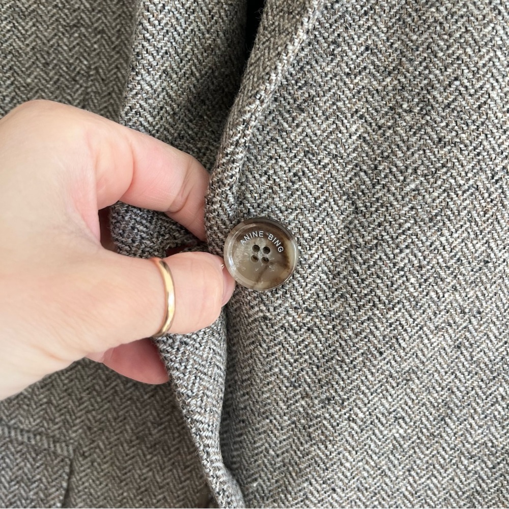 Anine Bing Taupe Herringbone Blazer - Picture 9 of 16